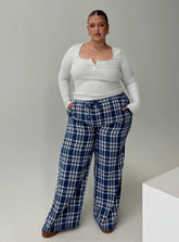 In The Morning Sleep Pant Blue Check Curve