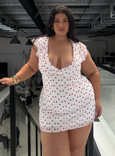 I Guess So Mini Dress White / Burgundy Curve