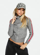 Caysey Zip Through Knit Sweater Grey
