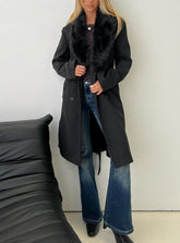 Hallyn Faux Fur Collar Coat Black