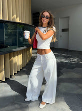 Naylor Mid Rise Wide Leg Jeans Cream Tall