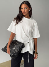 Agnessa Ruched Detail Oversized Tee White