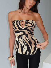 I Wonder Strapless Cut Out Top Tiger