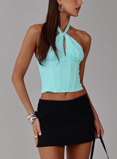 Keileigh Tie Neck Top Blue