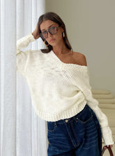 Talassa V Neck Knit Sweater White