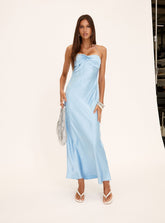 Fireproof Halter Maxi Dress Baby Blue