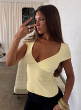 Baseline Cross Over Cap Sleeve Top Yellow