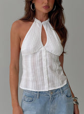 Call You Up Keyhole Backless Top White