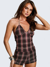 Adison Hardware Detail Top Red Check