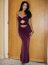 Amilya Cut Out Maxi Dress Plum