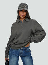 Back Around Collared Fleece Jumper Slate