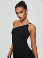 Talija One Shoulder Bodysuit Black Tall