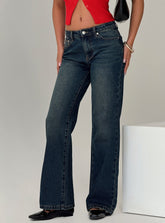 Cybele Mid Rise Straight Leg Jeans Dark Denim