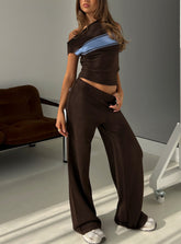 Bekki Wide Leg Knit Pant Brown