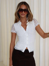 Melaniya Button Up Top White