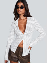 Madlin Long Sleeve Top Beige Stripe