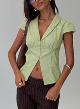 Crowd Control Collared Top Sage