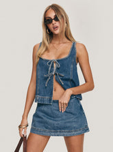 Stefenie Denim Skort Mid Wash Tall