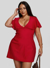 Florie Corset Mini Dress Red Curve