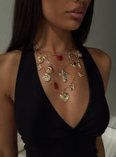 Cash Out Layered Charm Necklace Gold