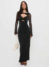 Allegoria Long Sleeve Maxi Dress Black Glitter