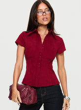 Cottesloe Cord Blouse Top Wine