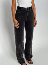 Karlina High Rise Straight Leg Jeans Charcoal