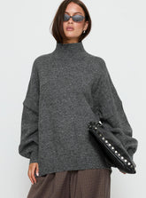 Patrizia Funnel Neck Knit Sweater Grey