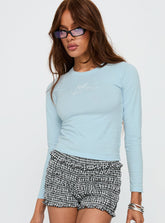 Baby Cupid Long Sleeve Graphic Top Washed Blue