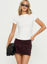 Karra Flocked Mini Skirt Washed Red