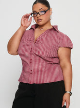 Arianwyn Short Sleeve Shirt Red Check Curve
