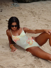 Bobbette V Neck One Piece Yellow Floral