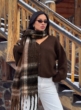 Eartha V Neck Knit Sweater Brown
