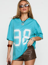98 Sports Oversized Graphic Tee Blue