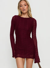 Delandra Long Sleeve Textured Playsuit Red