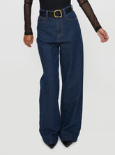 Nicolo High Rise Straight Leg Jeans Mid Raw Denim