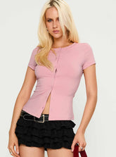 Are We Clear Button Up Top Pink