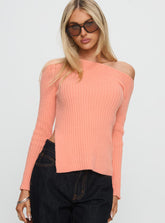 Exquisite Off Shoulder Knit Sweater Orange