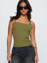 Bare It All Buckle Detail Top Green