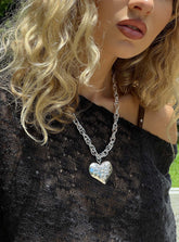 Capree Chunky Heart Necklace Silver