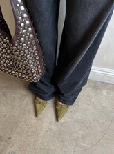 Unrivaled Pointed Toe Faux Suede Heels Green