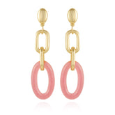 Goldtone Pink Candy Interlocking Drop Earrings
