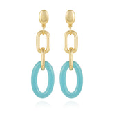 Goldtone Blue Candy Interlocking Drop Earrings