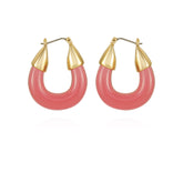 Goldtone Pink Candy Hoop Earrings