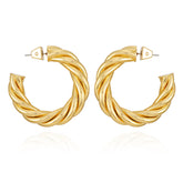 Goldtone Textured Rope Hoop Earrings