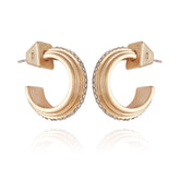 14K Goldtone Crystal Huggie Hoop Earring