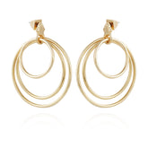 Goldtone Triple Layered Hoop Drop Earrings