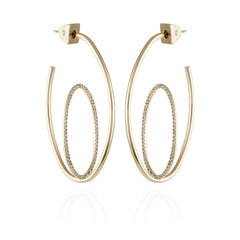 Goldtone Crystal Stone Orbital Hoop Earrings