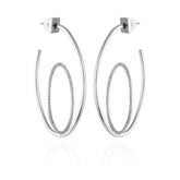 Silvertone Orbital Double Hoop Earrings