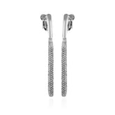 Silvertone Glass Stone Linear Drop Clip On Earrings